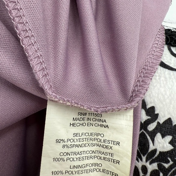 Lily White Mauve Lace Cold Shoulder w/ Black Ribbon Tie Romantic Boho Blouse - Picture 3 of 10